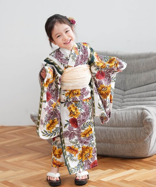 新品【クリーム金彩】utatane ひよこ商店 切り返し 七五三 着物はこ  