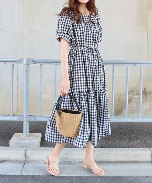 Blueeast ギンガムチェックスクエアネックワンピース Buyee ต วกลางช อปป งจากร านค าญ ป น ซ อจากzozotown