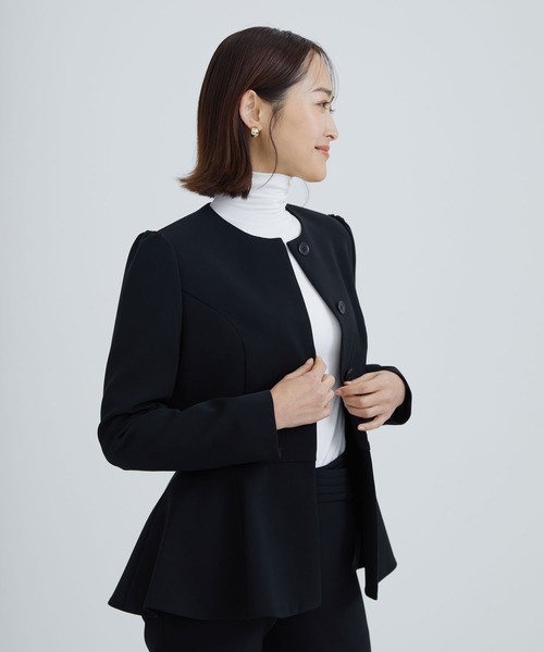 ボーダーズアットバルコニー ショート丈 テーラードジャケット ブラック