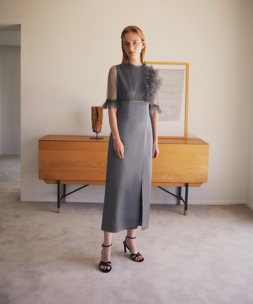 【LEJA】スパンコール刺繍ビジューボタンフレアスリーブセットアップドレス Leja ドレス 「LEJA」スパンコール刺繍ビジューボタンフレア