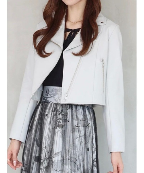 MERCURYDUO | フェイクレザーコンパクトライダースジャケット - Buyee