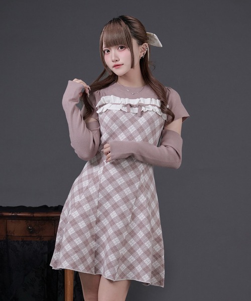 PAL ELFY | フリルチェックニットワンピース - Buyee, an Online Proxy