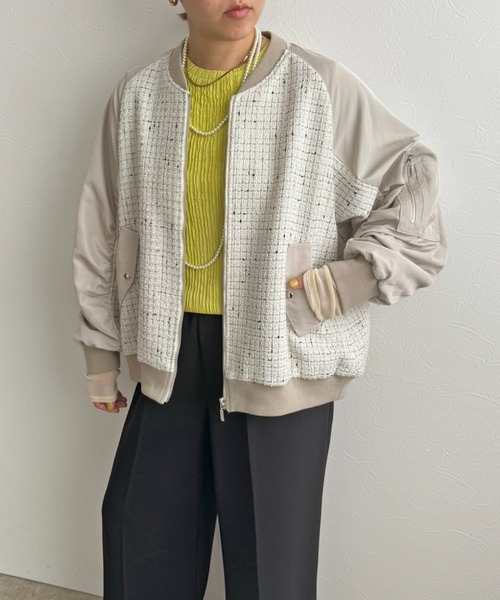 LHELBIE | MA-1スリーブツイードブルゾン - Buyee, an Online Proxy