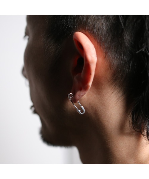 『JD PIERCE 両耳 黒銀』 JAM HOME MADE | 安全ピン ブラック ダイヤモンド ピアス S