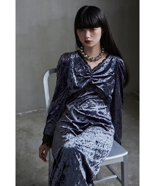 ETOLL. | クラッシュベロアランジェリー風ドレス - Buyee, an Online