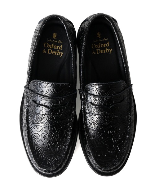 LONDON SHOE MAKE | ペイズリーエンボス レザー コイン ローファー