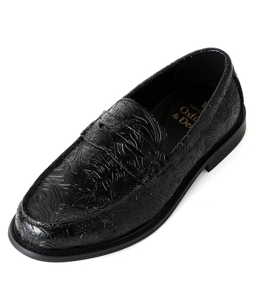 LONDON SHOE MAKE | ペイズリーエンボス レザー コイン ローファー