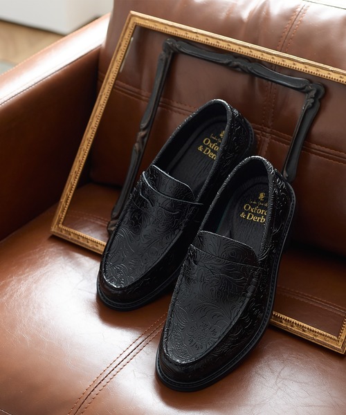 靴 London Shoe Make Oxford and Derby 9017 LONDON SHOE MAKE | ペイズリーエンボス ＆ クロココンビ レザー