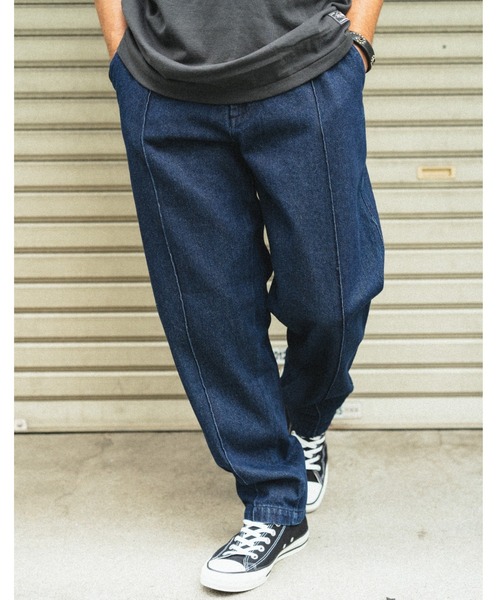 CLEL】Denim/特殊加工ダブルニーデニムパンツ アッシュグレー M CLEL