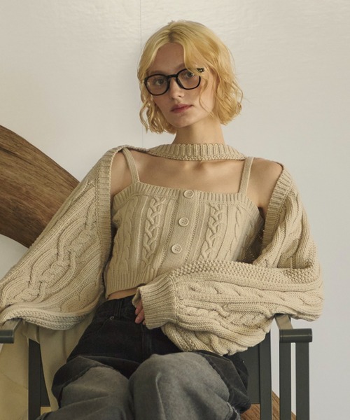 LOIN NUIT | cable knit ensemble / ケーブルニットアンサンブル