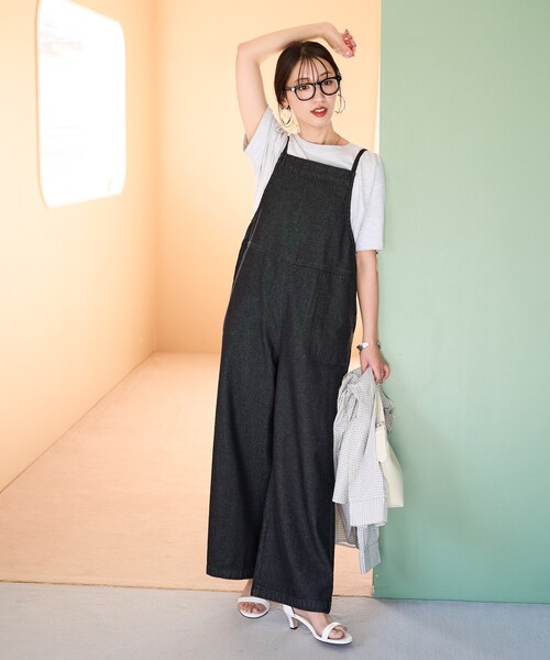 URBAN RESEARCH DOORS | コットンリネンBACKギャザーサロペット