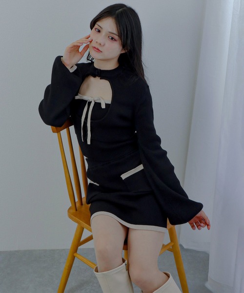 M DOLLY バイカラーバックコンシャスドレス M DOLLY バイカラー