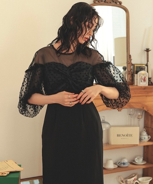 DONOBAN | 【ANDRESD】flocky dot one piece[フロッキードット  