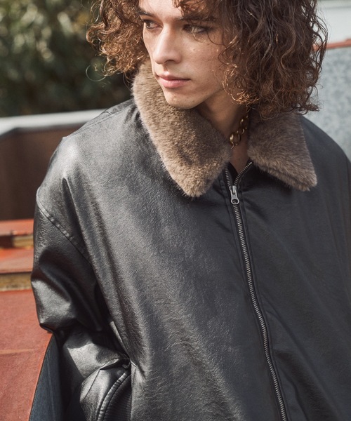 Casper John High neck switch blouson Casper John High neck switch