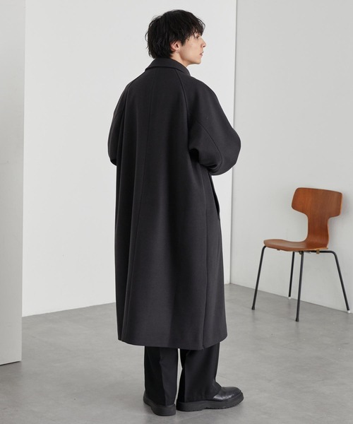 【試着程度】SOVEREIGN ソフトメルトンラップコート ブラック L SOVEREIGN（ソブリン）の「＜SOVEREIGN（ソブリン）＞ ソフト メルトン