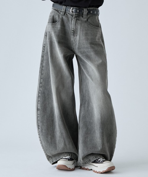VELNUS | 【VELNUS】【12oz】Vintage Design Curved Wide Denim Pants