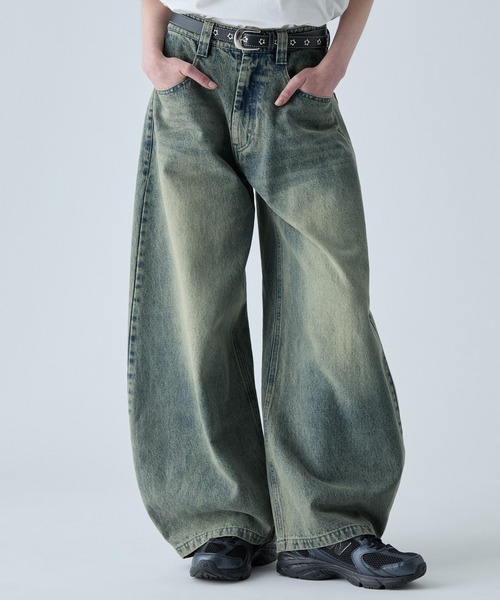 VELNUS | 【VELNUS】【12oz】Vintage Design Curved Wide Denim Pants