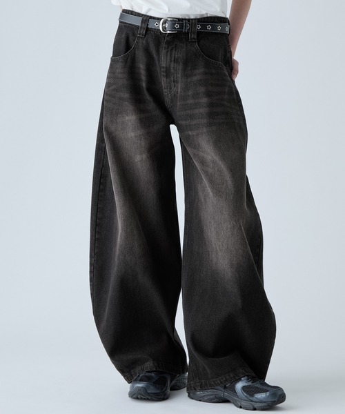 VELNUS | 【VELNUS】【12oz】Vintage Design Curved Wide Denim Pants