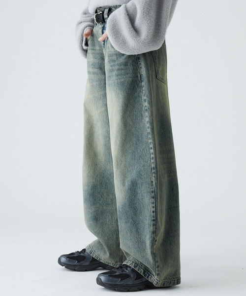 VELNUS | 【VELNUS】【12oz】Vintage Design Curved Wide Denim Pants