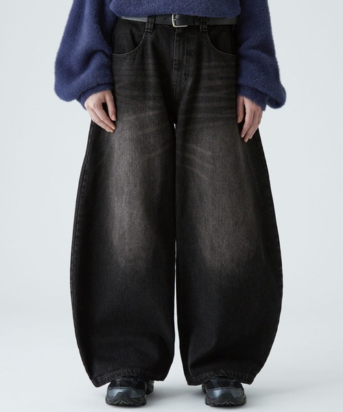 VELNUS | 【VELNUS】【12oz】Vintage Design Curved Wide Denim Pants