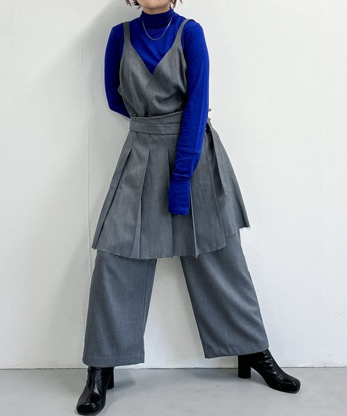 03_プリーツのサロペットDRESS「チャコールブラック」