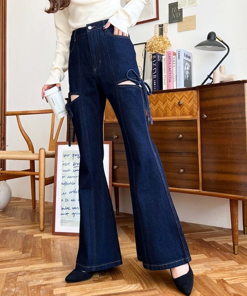 PAGEBOY シシュウフレアデニムパンツ S セール】シシュウフレアデニムパンツ（デニムパンツ）｜PAGEBOY
