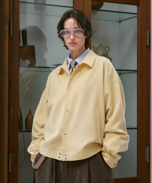 SOERTE | Loose Nuance Stripe Shirt Blouson/ルーズニュアンス