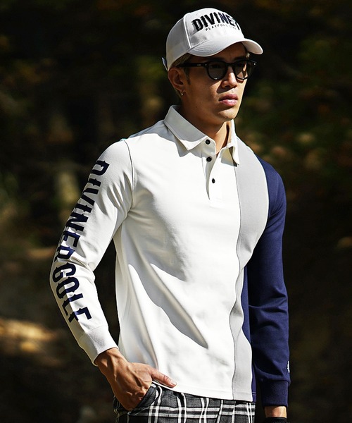 DIVINER GOLF | 【DIVINER GOLF】ストレッチ切り替え長袖ポロシャツ