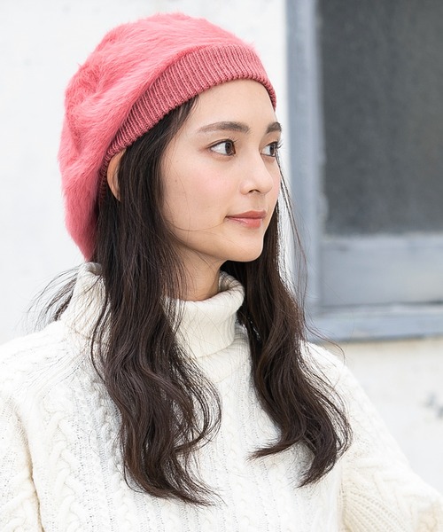 【新品未使用】 chapeaud'o アンゴラベレー帽 帽子 レディース ベレー帽 アンゴラファー ゆったり大きめ
