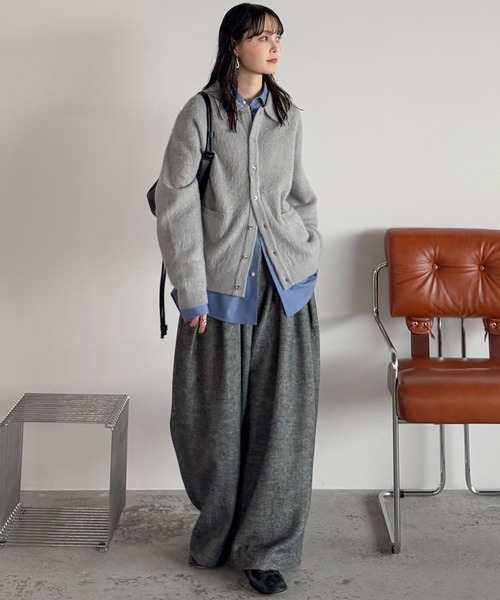 WYM LIDNM | CROSS TUCK ARCH TWEED BAGGY SLACKS - Buyee, an Online