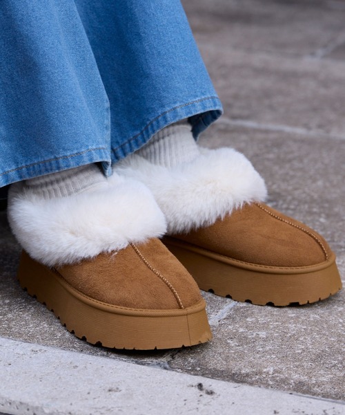 me+em select プードルボアムートンカバーロングブーツ セール】【 2color 】プードルボアムートンカバーロングブーツ