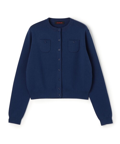 専用　CABaNコットンカシミヤ クルーネックカーディガンlb CABaN カーディガン コットンカシミヤ バイカラークルーネック