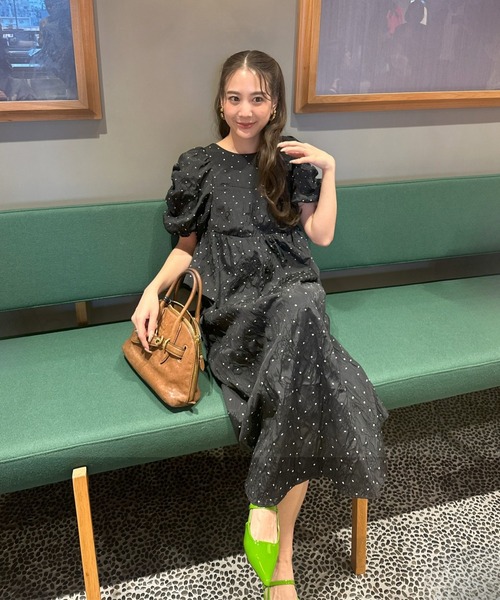 ANDRESD バブルスリーブジャガードドレス ANDRESD | バブルスリーブジャガードドレス / bubble sleeve jacquard
