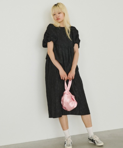 ANDRESD | バブルスリーブジャガードドレス / bubble sleeve jacquard