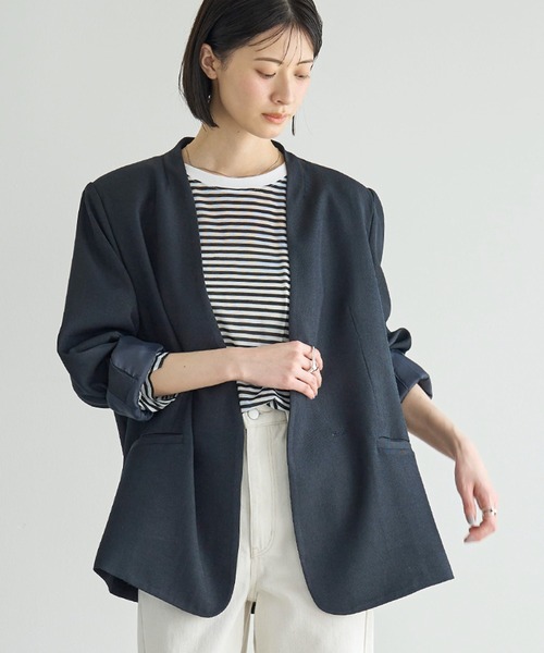 meilmada ノーカラーツイルジャケット　mさま専用 meilmada ジャケット ノーカラージャケット ノーカラーツイル