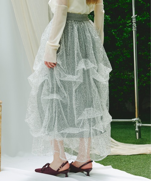 LOIN NUIT | tuck design volume skirt / タックデザインボリューム