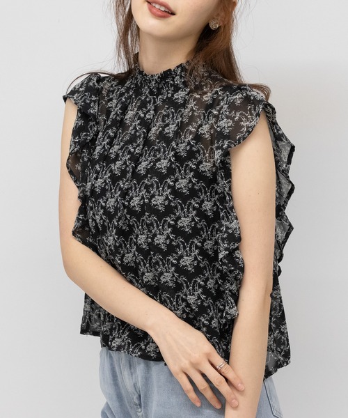 PUMPKIN PORT | プチハイネック フリル袖 ブラウス - Buyee, an