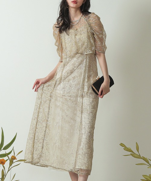 KANA | 花柄刺繍 レースボレロ キャミワンピース 2点セット