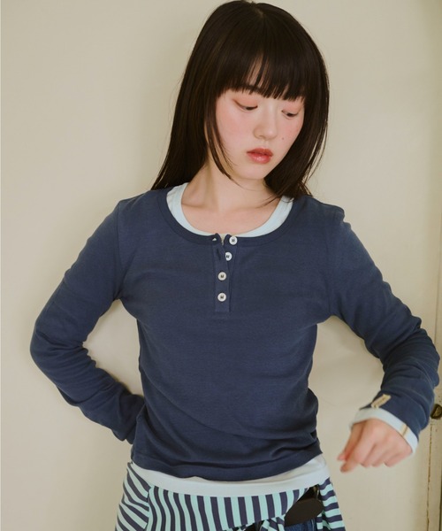 COMMON GULL PRODUCTS. | ひとえふたえパックヘンリーロンTEE - Buyee
