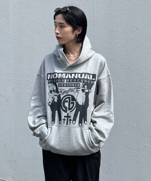 ★NOMANUAL★ N.M.C HOODIE N.M.C HOODIE - MELANGE - nomanual | 60% - Asian Fashion