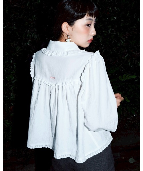MILA OWEN | シアーフリルドロストショートシャツ - Buyee, an