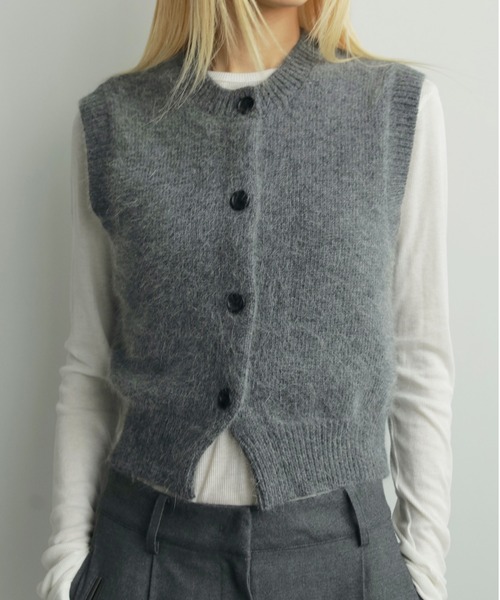 anuke/Crewneck Soft KnitANUKE | Crewneck Botton Vest - Buyee, an