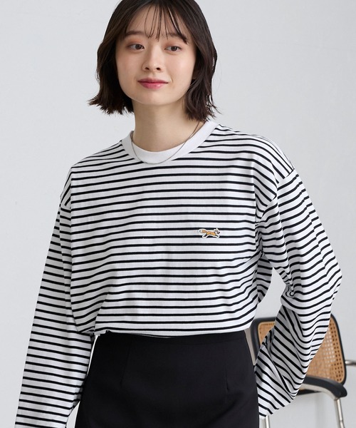 tシャツ 「meeny miny」「CAT＆BAKES 9456」コラボ ”Kossori ajimi” embroideryT レディース meeny miny tシャツ 「meeny miny」「CAT＆BAKES 9456」コラボ