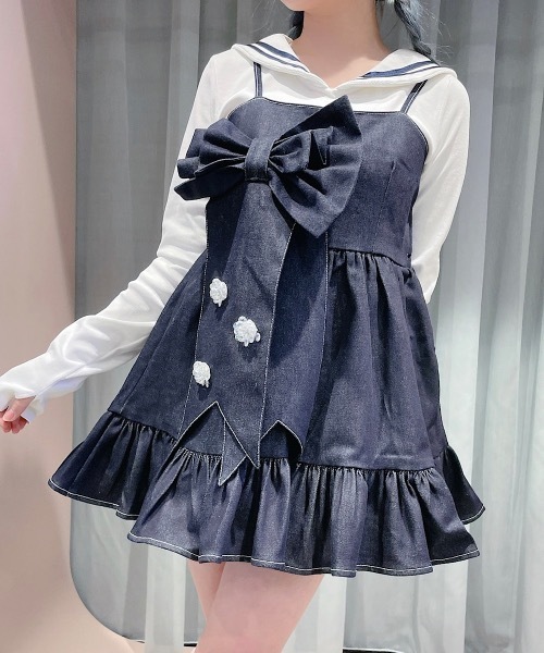 ☆ドイツ発*BERSHKA*新作*デニムミニフレアワンピ/NV☆ org.jpg