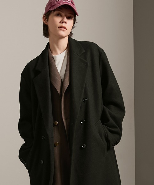 【CLEL】テックメルトンルーズ ダブルチェスターコート CLEL】Tech Melton Loose Double Chester Court/テックメルトン
