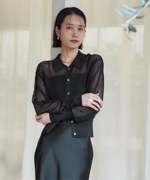 WYM KNIT SHIRT CARDIGAN ニットポロ カーディガン 短丈 wym ニット