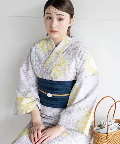 有松絞り 浴衣 グリーン グレー系 有松絞り浴衣3点セット 藍色に