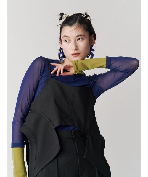 新品♡un3d 2way ニットケープトップ KT CAPE TOP カーキ UN3D