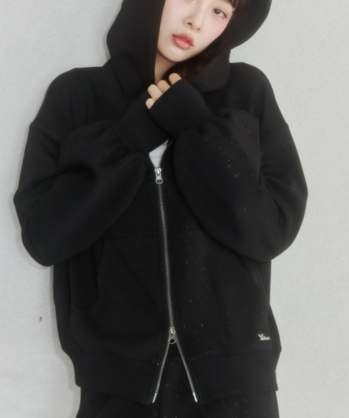 LALLANA | Lame coco zip-up hoodie / ラメココジップアップフーディー
