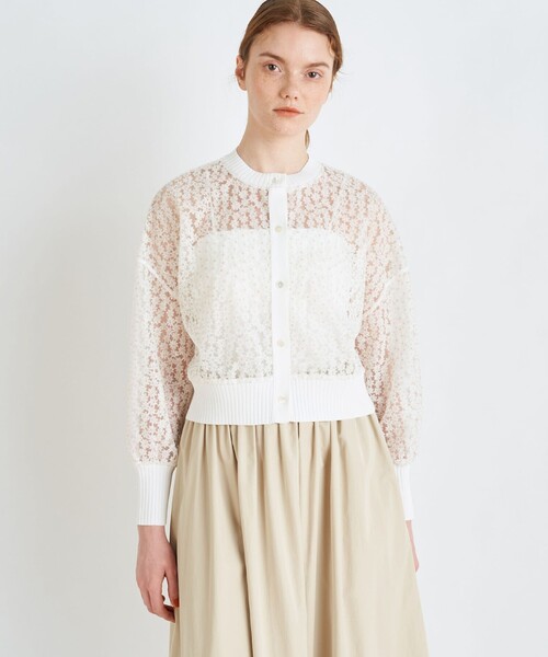 Ballsey エンブロイダリーブークレー ショートカーディガン